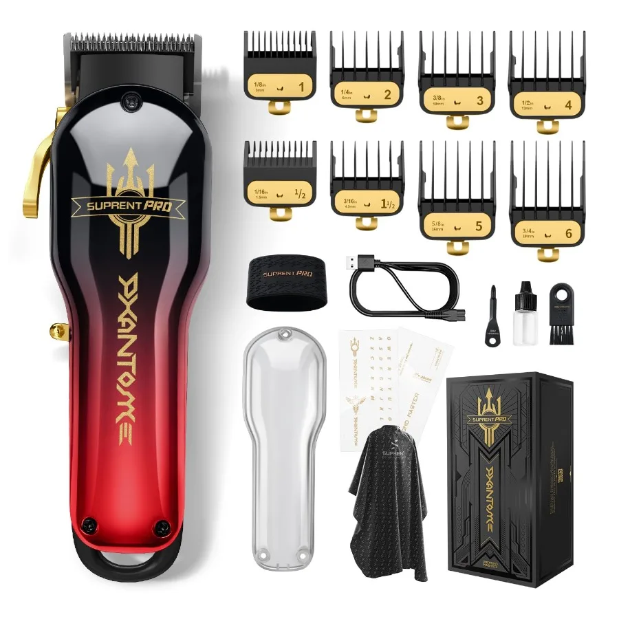 

PRO Professional Hair Clippers for Men - Premium Barber Clippers DLC-Coated Blade Brushless Motor - Rechargeable Haircutting Ki