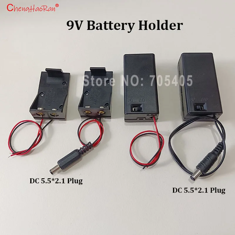 1/2/5PCS 9V Battery Holder 9V Battery Box With Cover And ON/OFF Switch With Cable And DC Head 9V Battery Case DIY