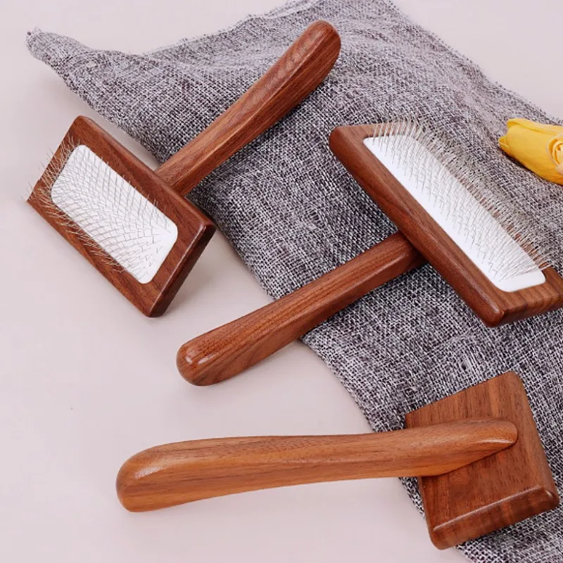 Cepillo de madera maciza para perros y gatos con mango cómodo - imagen 3