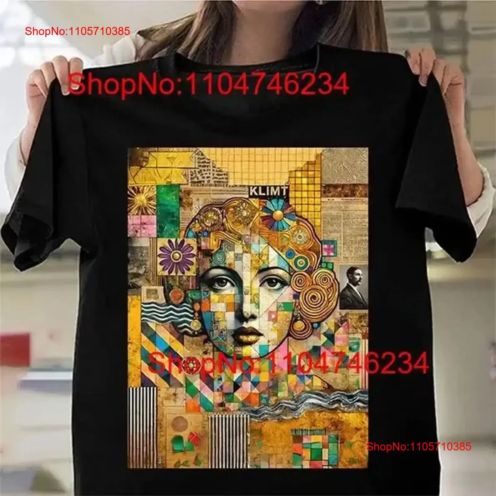 GUSTAV KLIMT Inspired MOSAIC GOLD WOMAN T Shirt Elegant Vintage Art Nouveau Washed Top For Everyday Wear graphic homme vintage