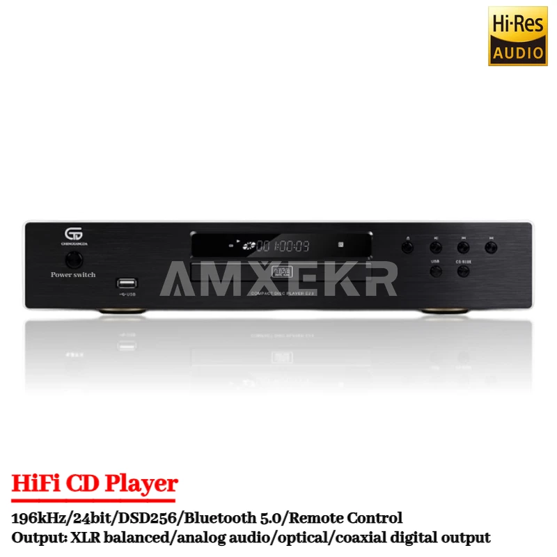 

CD Player Lossless HIFI Balanced Output 196kHz/24bit Home Record Player Bluetooth 5.0 with Remote Control DSD256