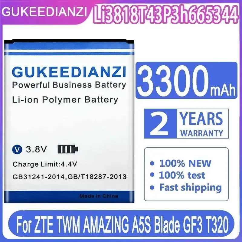 

For Zte Blade GF3 T320 Twm Amazing A5S Li3818t43p3h665344 3300Mah High Capacity Mobile Phone Battery High-Efficiency