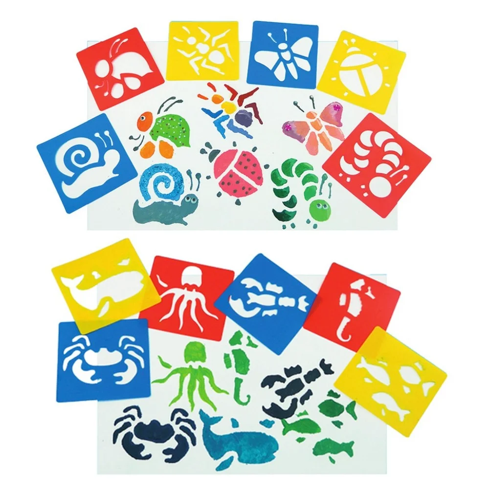 DIY Children's Painting Dinosaur Animal Car Template Pattern Stencils Suit Kids Painting Early Children Educational Toy Gift New