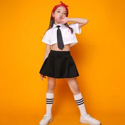 Children's Jazz Dance Performance Clothes Girls Drums Street Dance Suit Navel Dress Cheerleading Drill Performance Tide Costume