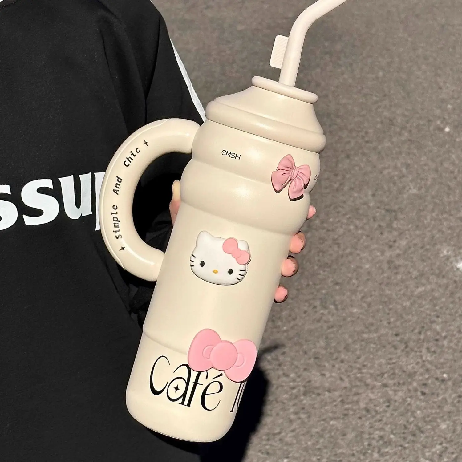 

1300 мл Sanrio Hello Kitty термос милый мультфильм супер большая емкость гигантская соломенная чашка Kawaii Girls уличная чашка для льда зимний чайник