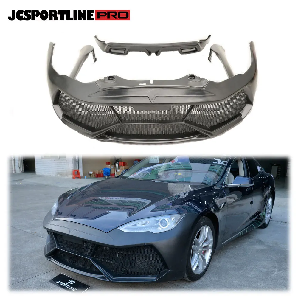 

For Tesla Model S Sedan 12-15 Full body kits Front Rear Bumper Side Skirt Refit Replace