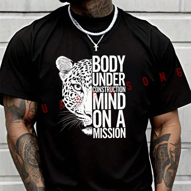 

Летняя футболка BODY UNDER CONSTRUCTION MIND ON A MISSION для мужчин, модная повседневная футболка высокого качества с круглым вырезом, 2026