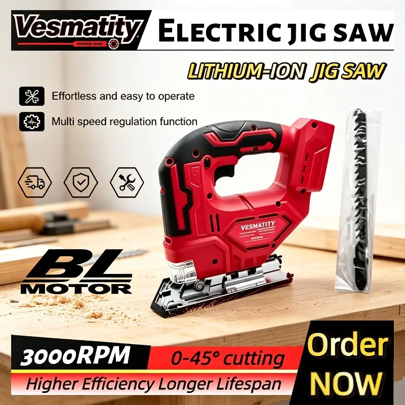 Cordless Electric Jig Saw 3000RPM Brushless Curve Saw Portable Adjustable Woodworking Power Tool For Milwaukee Battery