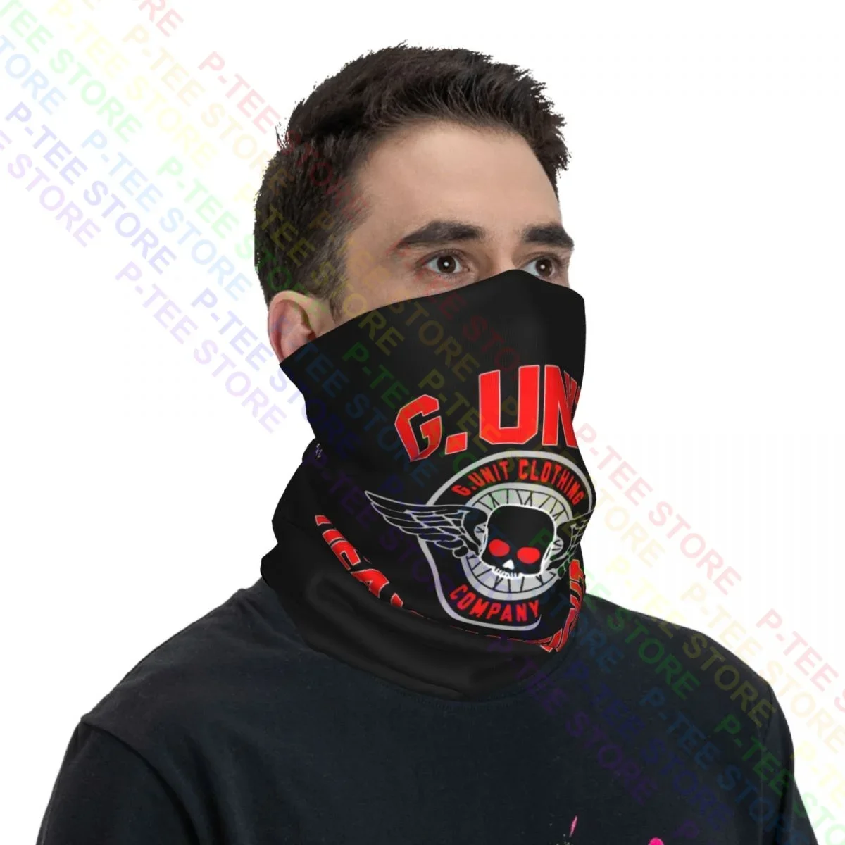 Y2K G. Black Red Skull Wings Neck Gaiter Bandana Scarf Face Mask Simple Hunting Uv Protective