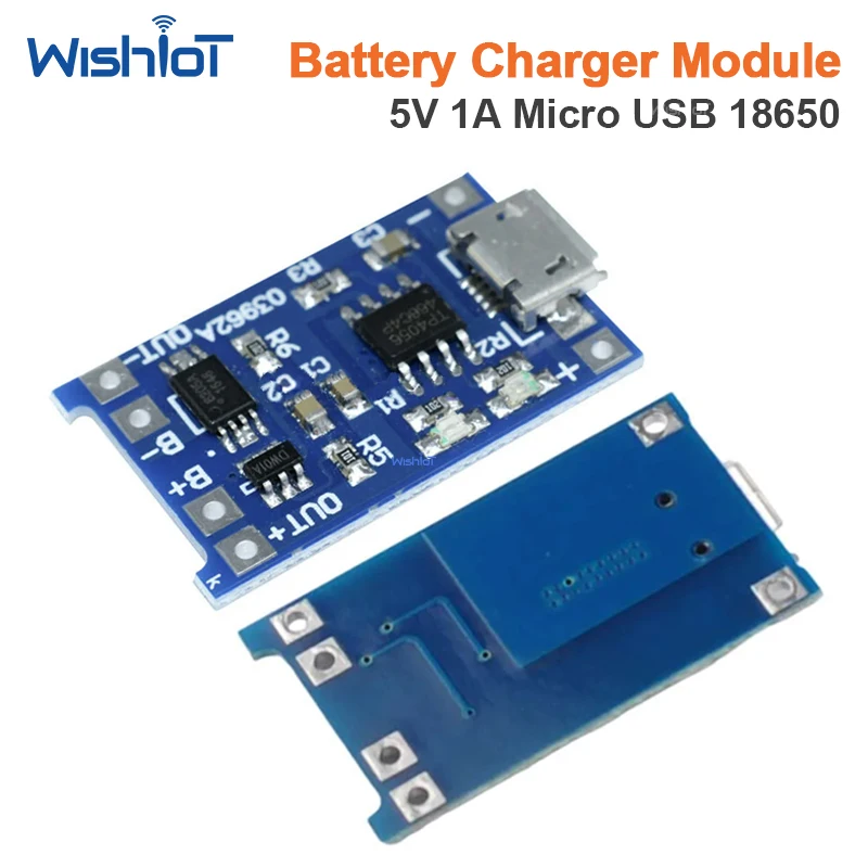 5V 1A Micro USB 18650 Lithium Battery Charger Board Module with Protection for DIY Power Bank Arduino Projects