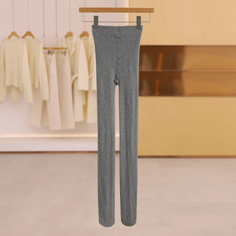 Calças de Camada Base de Cintura Alta e Ajuste Slim Ting, Macacão Elástico de Inverno para Mulheres, Mistura de Algodão Esticável