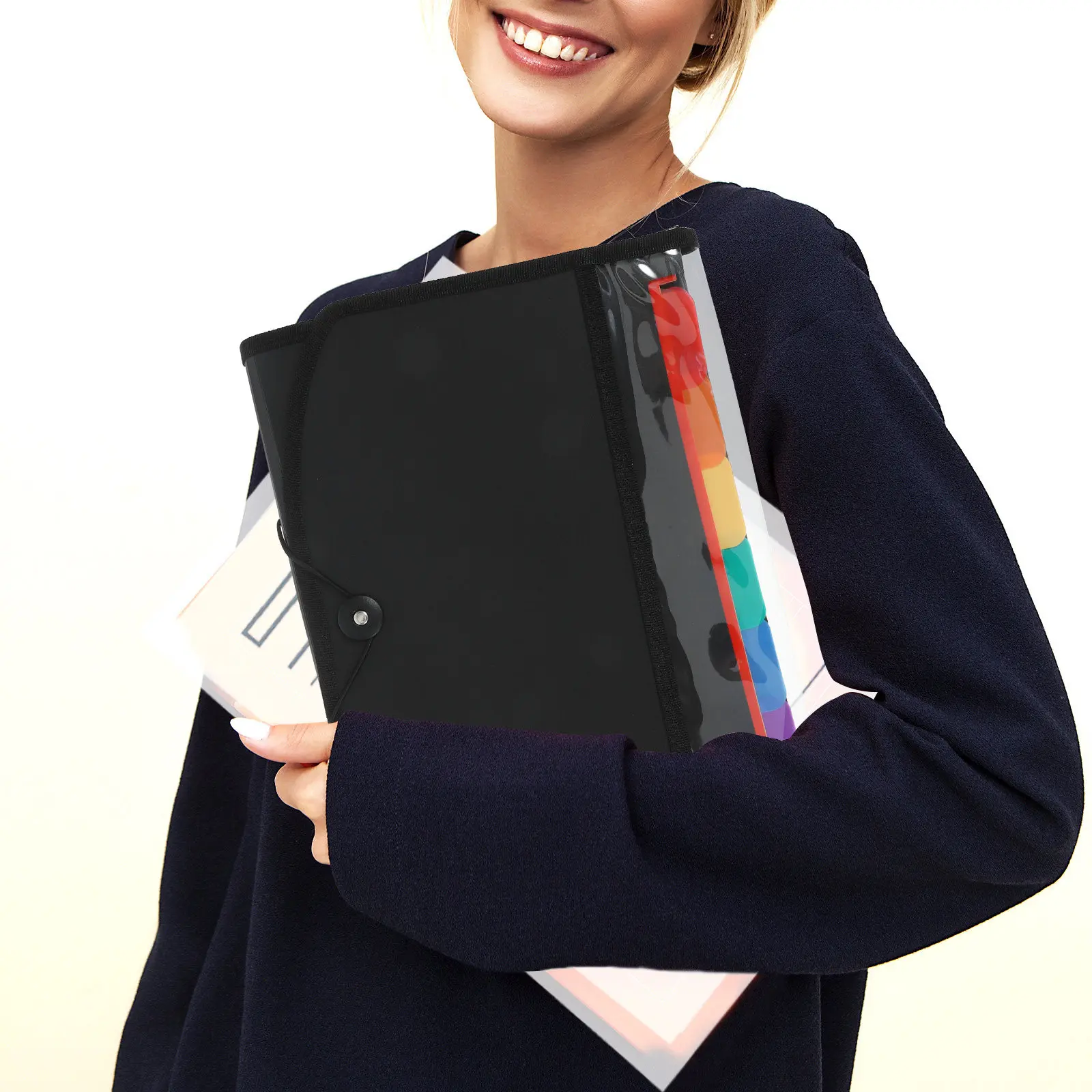 

Expanding Accordion File Folder Document Organizer PVC Portable Lightweight Multi-Pocket Paper Storage for Office School Home