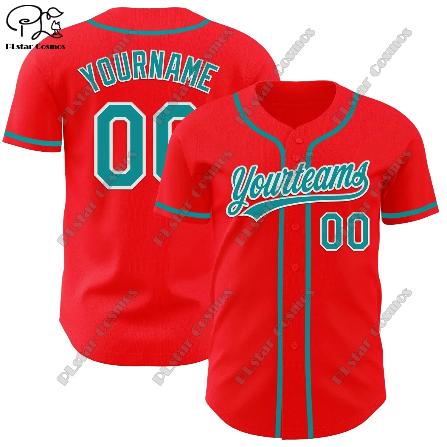 PLSTAR COSMOS customized team name 3D printing design red genuine baseball uniform summer new short sleeve H-2