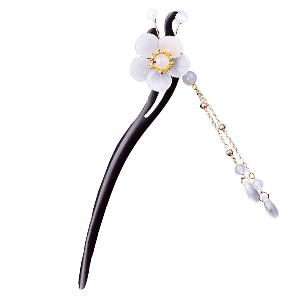 

Tassel Hair Clasp Black S Agate Headdress Bun Metal Updo Ethnic Style Hairpin Accessories