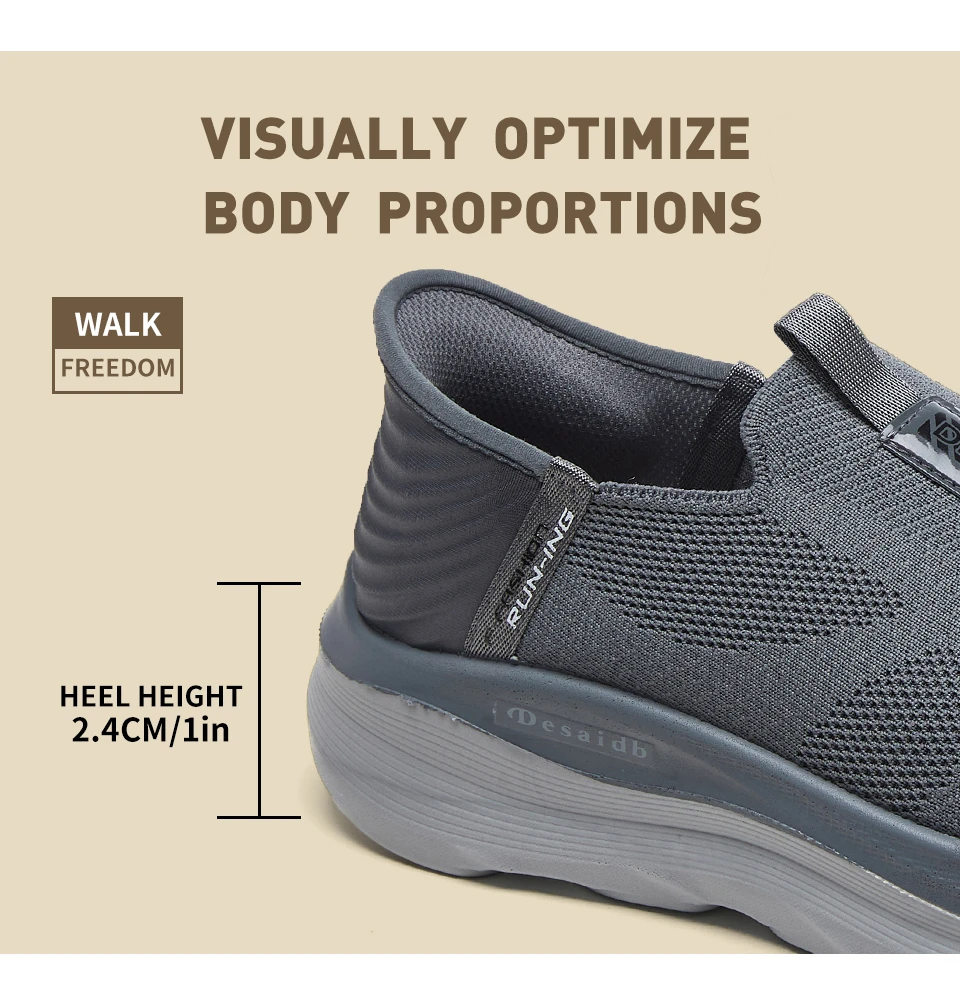 Desai Herren 2026 Herbst Schnürlose Mesh-Sneaker Rutschfeste Dicke Sohle Leichte Herren-Sneaker und Freizeitschuhe für Outdoor – Detail 2