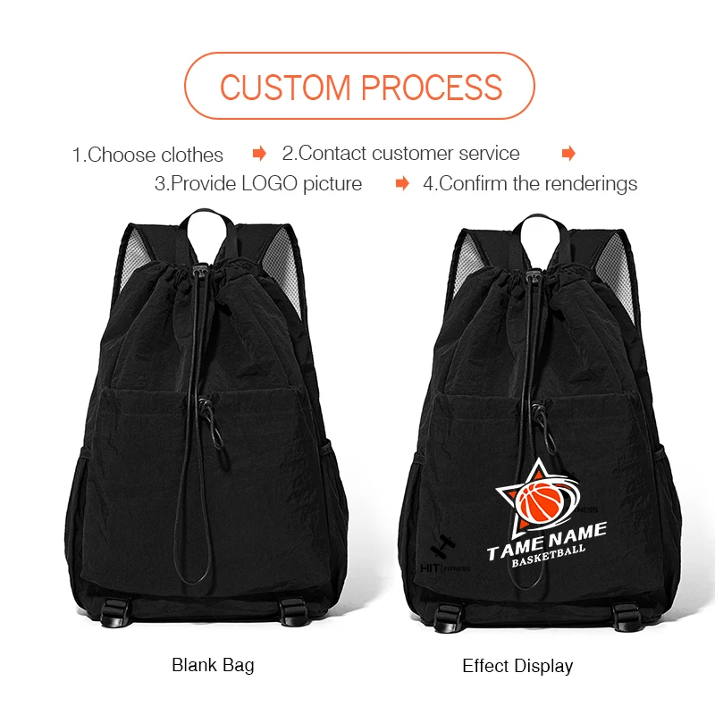 Custom Logo Outdoor Drawstring Sports Backpack Large Capacity Badmintonta Bag Personality Customization Waterproof Nylon Backpac
