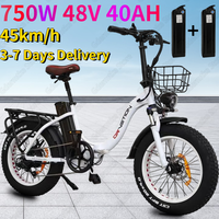 E Bike Folding 750W Powerful Motor 48v40Ah Lithium Battery Electric Bike Hydraulic Brake 20*4.0 Inch Fat Tire Electric Bicycle