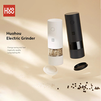 Huohou Electric Mill Pepper and Salt Grinder LED Light 5 Modes Automatic Peper Spice Grain Porcelain Grinding Core Mill Kitchen