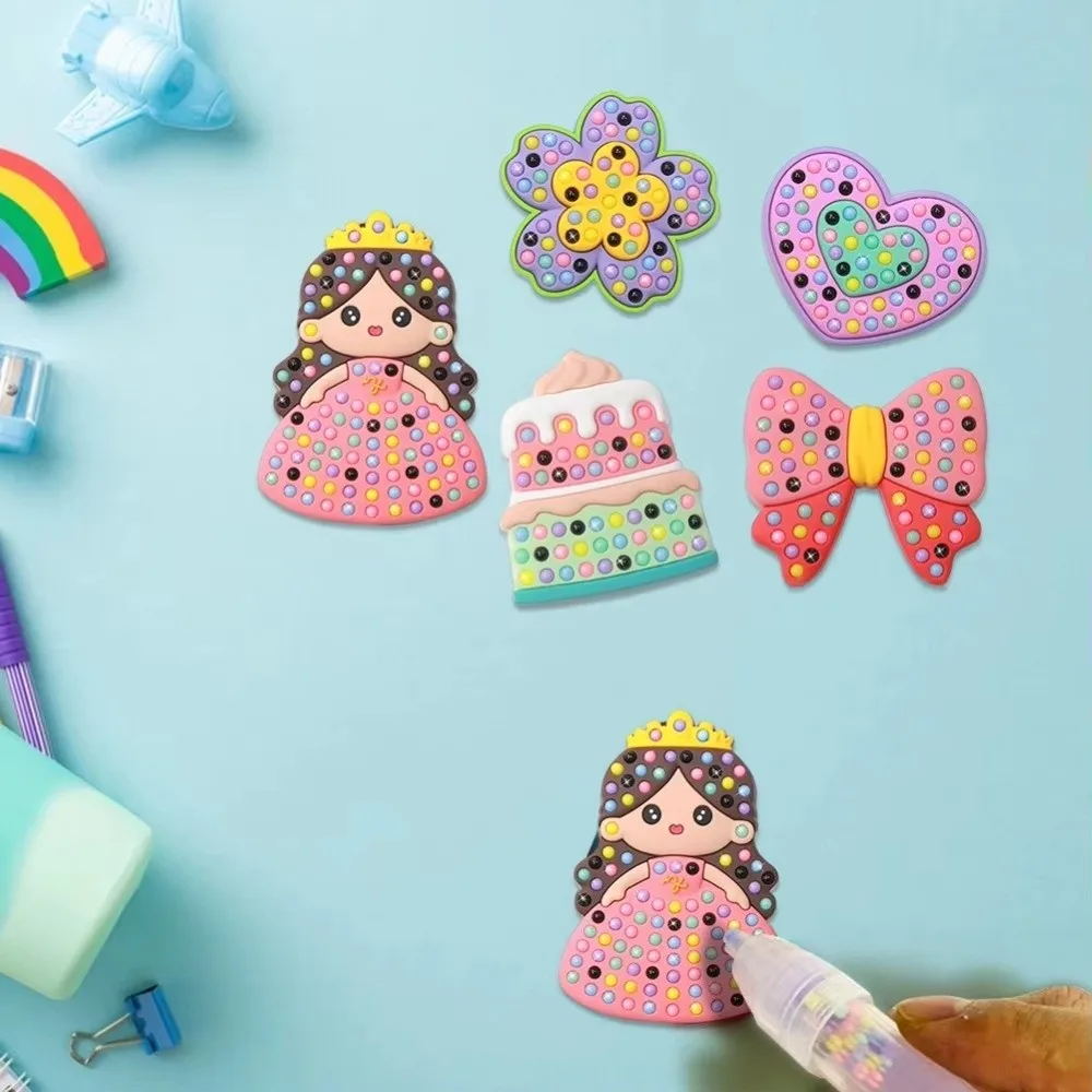 Rainbow Bow Handmade Set Beads Pen Ballpoint Pen Painting Creative Production Handmade Bead Painting Sticker Set Princess Theme