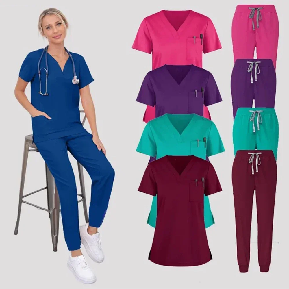 

Wholesale Sales Doctor Nurse Scrubs Set Medical Uniforms Women Jogger Set Hospital Accessories Operating Room Surgical Workwear