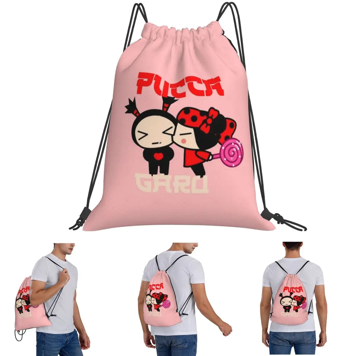 

Рюкзаки Pucca And Garu1, повседневные сумки на шнурке, спортивная сумка, сумки для книг для студентов-путешествий