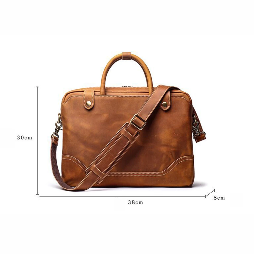 Men's summer new retro solid color briefcase fashion versatile single shoulder crossbody bag casual retro leather computer bag