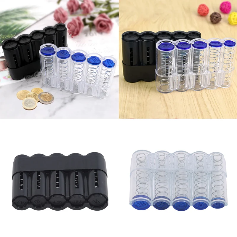 Multifunctional Coin Storage Jar, Euro Coin Dispenser Desktop Saving Money Box Home Decor
