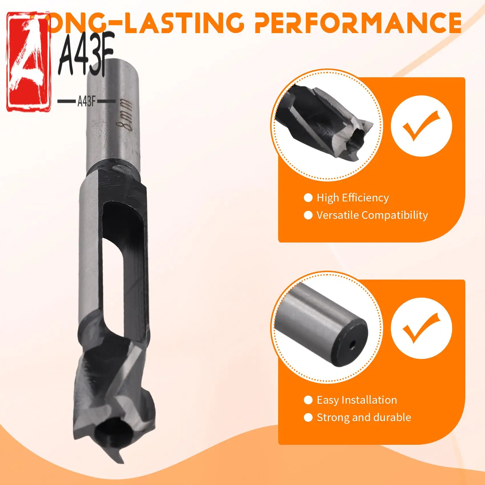 

A43F-High Speed Steel Tenon Dowel Woodworking Drill Bit Tapered Snug Plug Cutter Hole Diameter 8Mm Corkscrew Drill