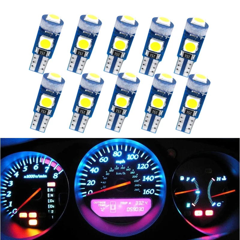 10pcs T5 Led Bulb Car Interior Dashboard Lights Instrument Lamp For Honda Civic Accord Crv Subaru Forester Outback Impreza