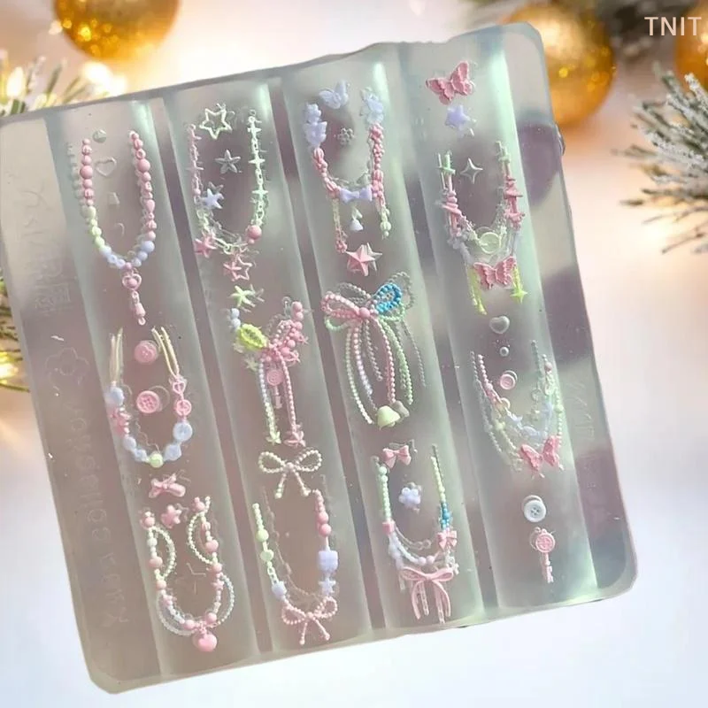 [J] 1pc Lace Bow Sweater Bowknot 3D Silicone Mold Nail Art Decoration Nail Template Nail Mold