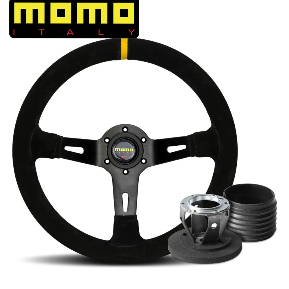 Universal 14Inch Racing MOMO Steering Wheel Car Rally Drift Suede Leather JDM Steering Wheel Volantes For TOYOTA BMW VW HONDA