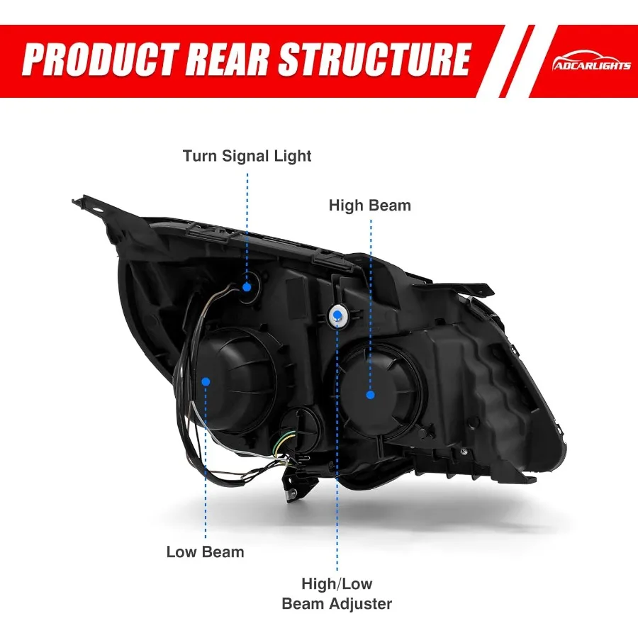 المصابيح الأمامية المتوافقة مع Chewrolet Eouinox 2010 2011 2012 2013 2014 2015 Chevy Equinox LS LT واضح عدسة كروم الإسكان العنبر #5