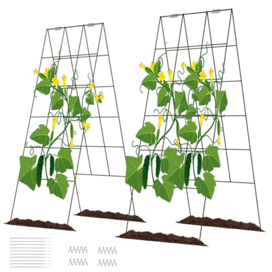 

Cucumber Trellis, ig Foldable A Frame Garden Trellis, 2 Pack, Plant Support for Climbing Cucumber, Beans, Tomatoes, Flowers