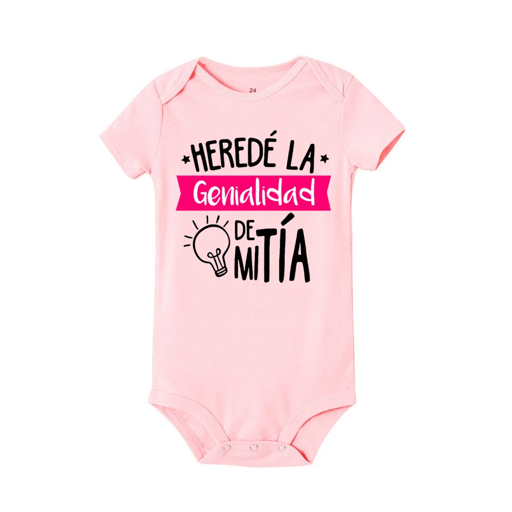 I Inherited The Genius of My Aunt Printed Newborn Bodysuit Funny Baby Romper Infant Short Sleeve Jumpsuit Toddler Summer Clothes