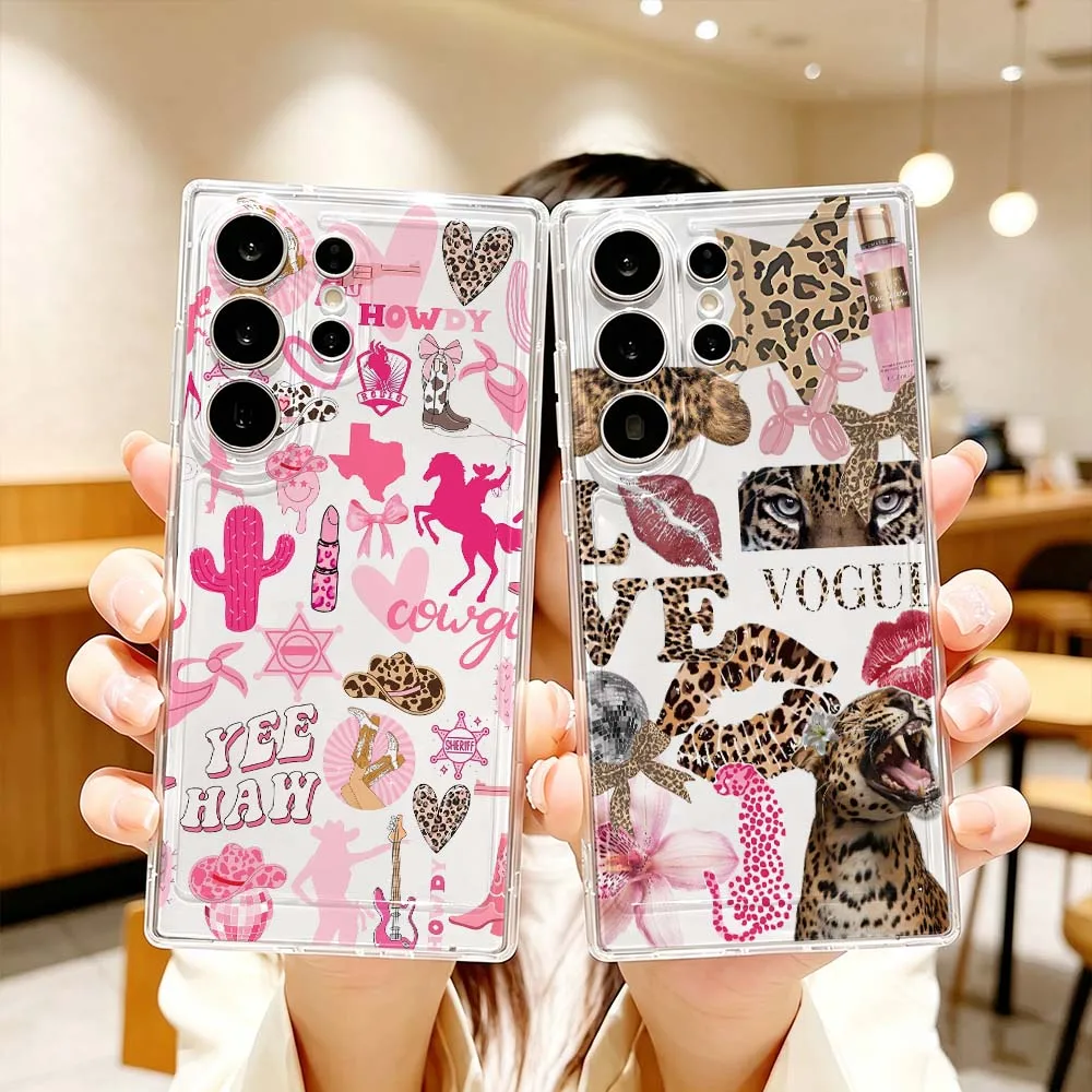 Luxurious Stylish Pattern Phone Case For Samsung Galaxy S26 S25 S24 S23 S22 S21 S20 Ultra Plus FE Pro 5G Transparent Cover
