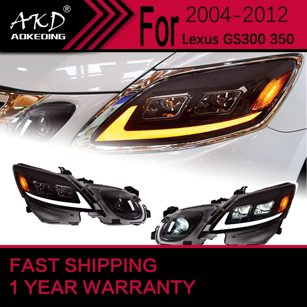 

Автомобильные фары для Lexus GS светодиодный, фары 2004-2012 GS300 GS350, передняя фара Drl, объектив проектора, автомобильные аксессуары