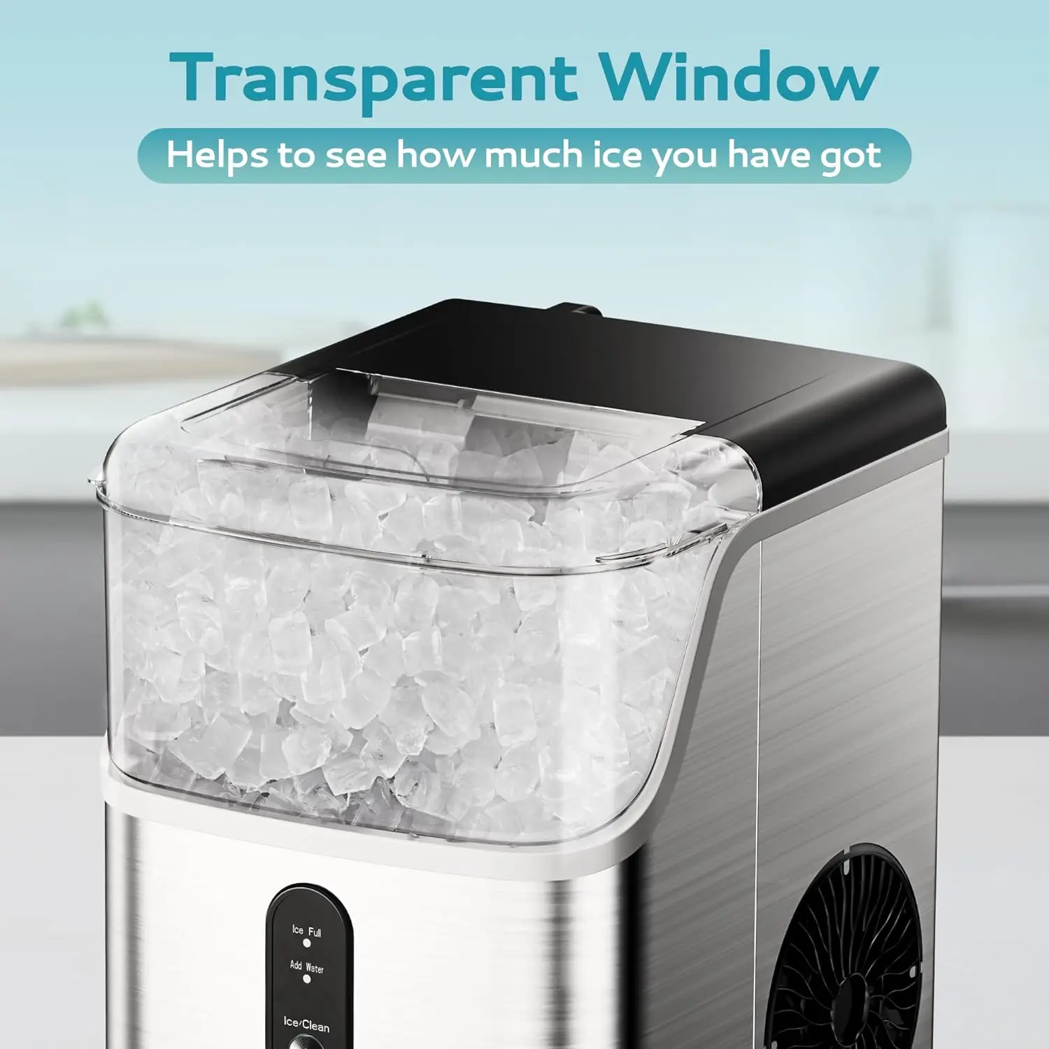 Nugget Ice Maker Arbeits platte, Pebble Maker Maschine mit 35lbs/24h Softeis, selbst reinigende Sonic Maker mit Eis schaufel