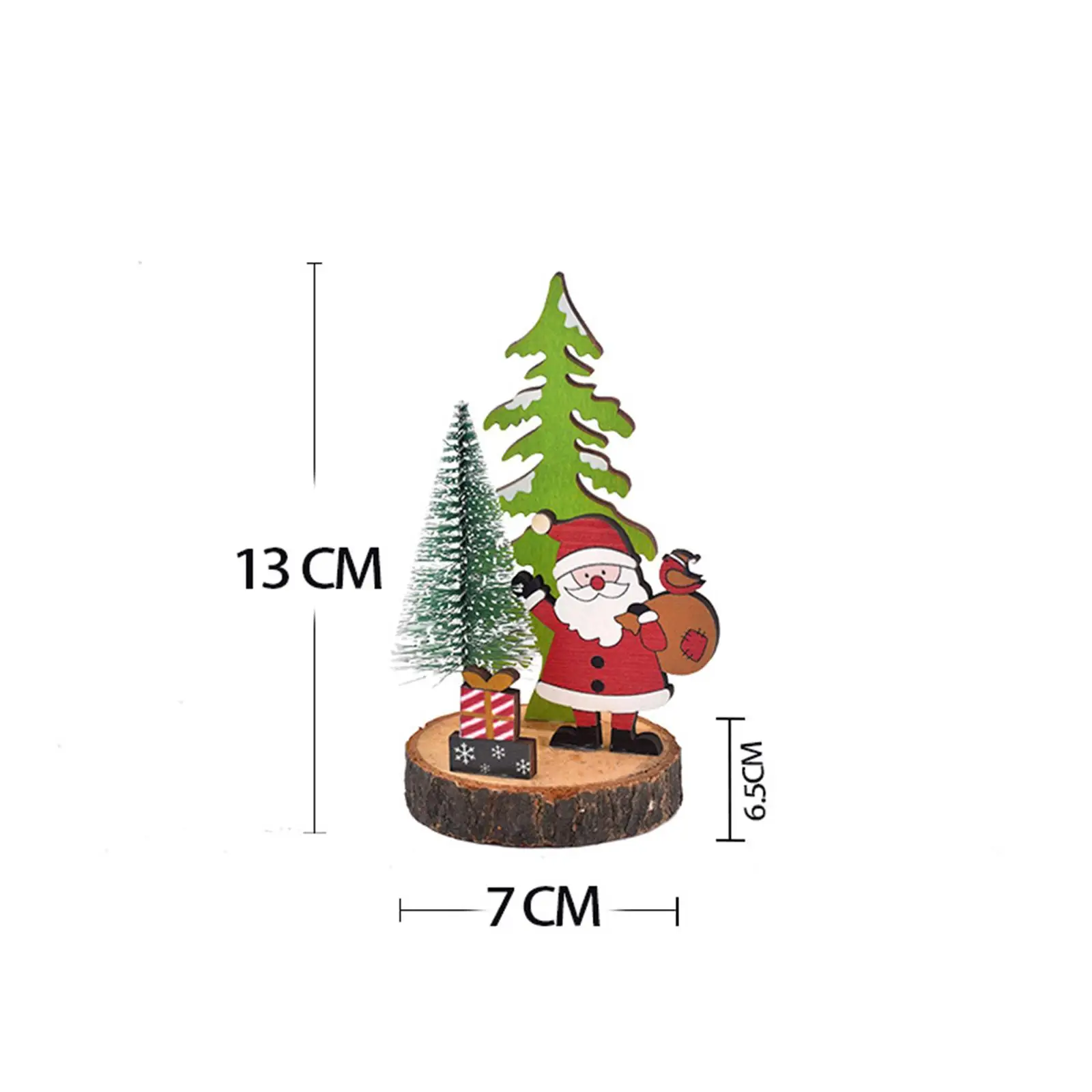 Mini Wooden Christmas Trees Tabletop Decoration Freestanding Farmhouse Sculpture Centerpiece for Home Office Desk Party Gift