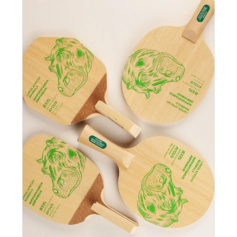 JEELS Green Hippo 1 Ply Ayous Table Tennis Blade Japanese Hexagonal Thickened Enhanced Elasticity Professional Ping Pong Paddle