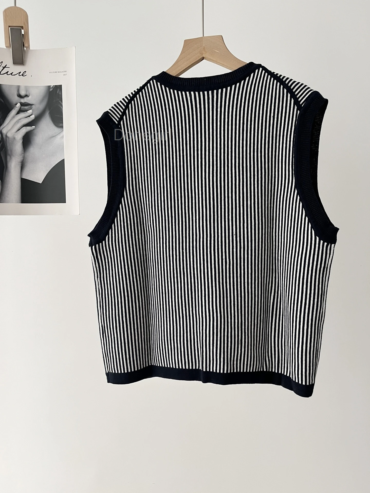 2024 Women\'s Waistcoat casual Irregular Hem Sleeveless Knitted crew-neck striped knit inside sweater vest top y2k 05712677407