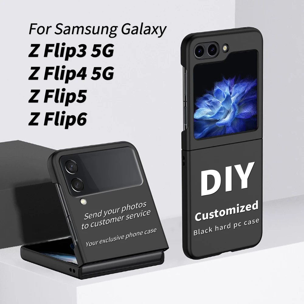 

DIY Case for Samsung Galaxy Z Flip6 Flip5 Flip4 Flip3 5G Custom Funda Z Flip 3 4 5 6 Black Hard PC Cases Customized Phone Cover