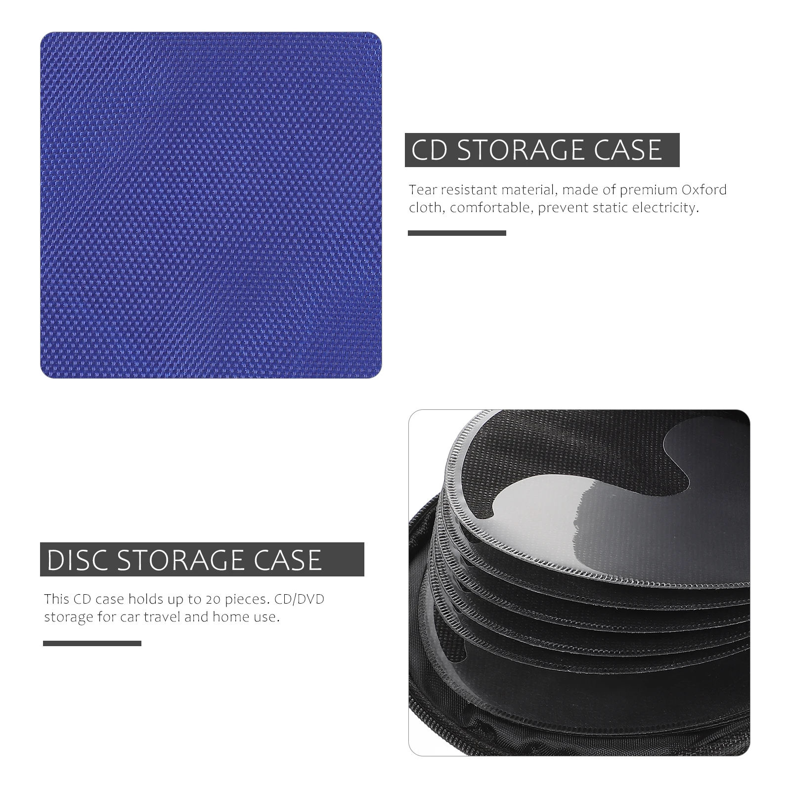 

CD DVD Storage Holder Case Organizer Round Oxford Cloth Travel Car Pouch Wallet Compact Shockproof for Games Music Video