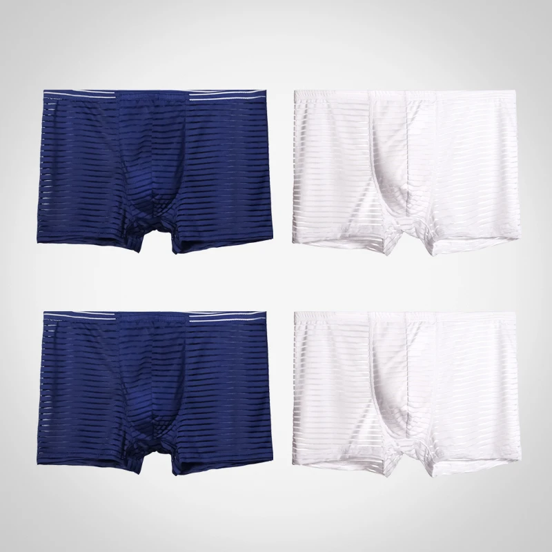 

5PCS Youth thin transparent sexy men's ice silk underwear bottoms breathable one piece of flat briefs boxer bottoms