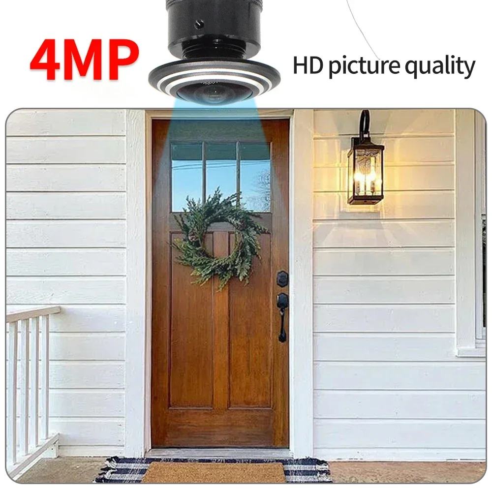 كاميرا PEGATAH 4MP HD فيديو ثقب الباب واي فاي 180 °   كاميرا عين القطة اللاسلكية ذات الزاوية الواسعة للكشف عن الحركة وكاميرا عين القطة ICSEE