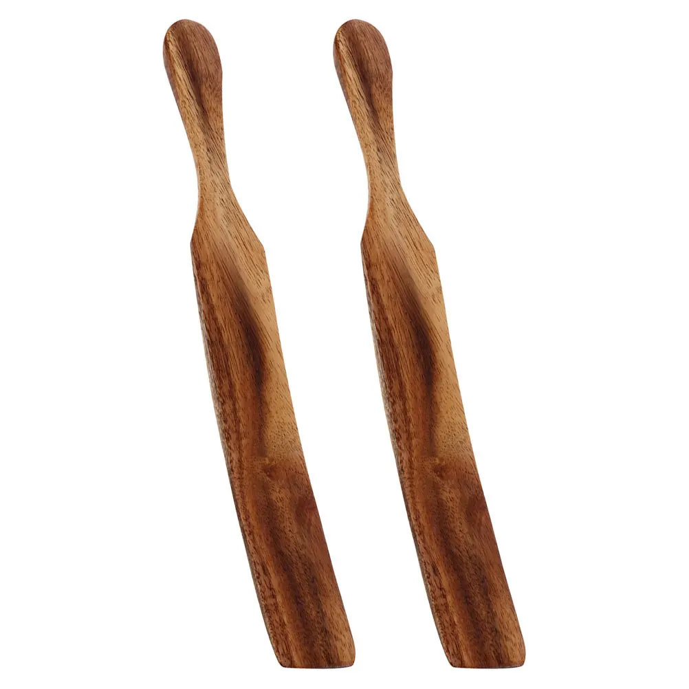 

2Pcs Wood Cooking Spatula Butter Spreaders Long Handle Wooden Spreaders for Baking Cooking Kitchen Utensils Rust