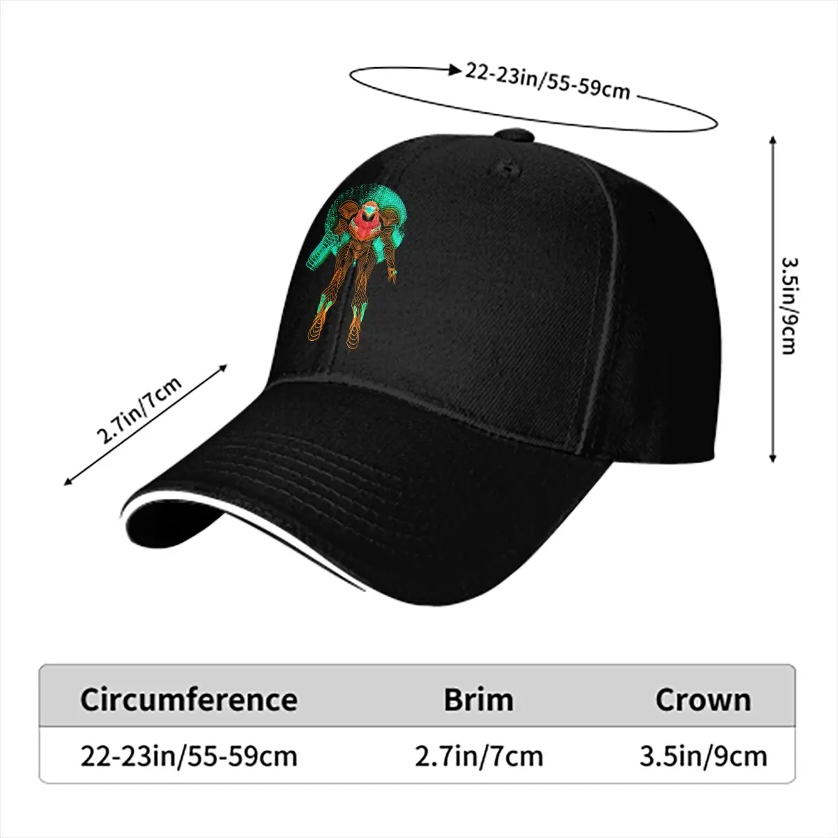 Super Metroid Game Multicolor Hat Peaked Men's Cap Neon Samus Light Personalized Visor Protection Hats