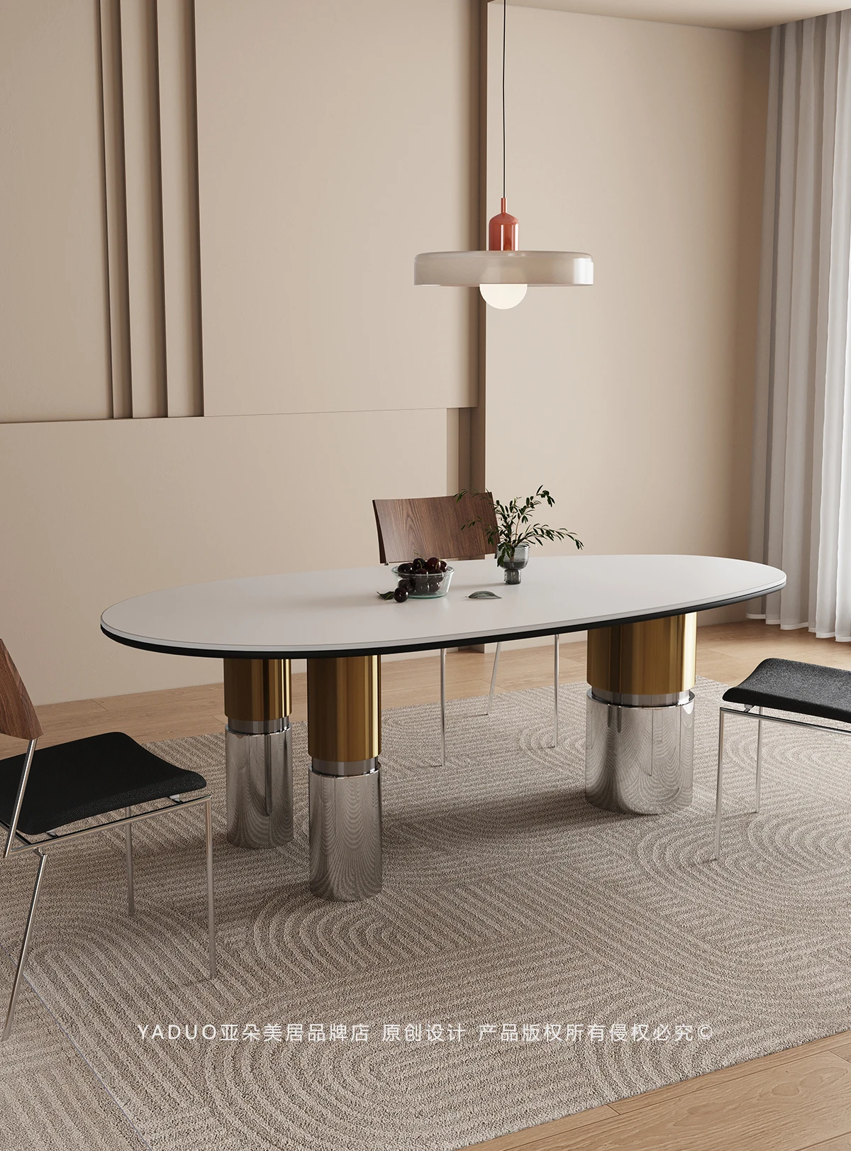 Slate dining table Minimalist high-end household large dining table Dining chairs need to be purchased separately