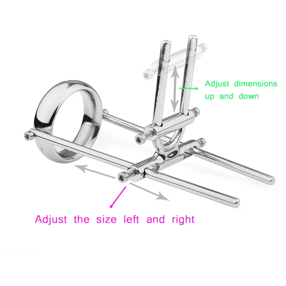 Metal Penis Stretcher Trainer Device for Men, Penis Enlargement, Cock Ring Bdsm Set, Physics Stretching, Sex Machine Toys