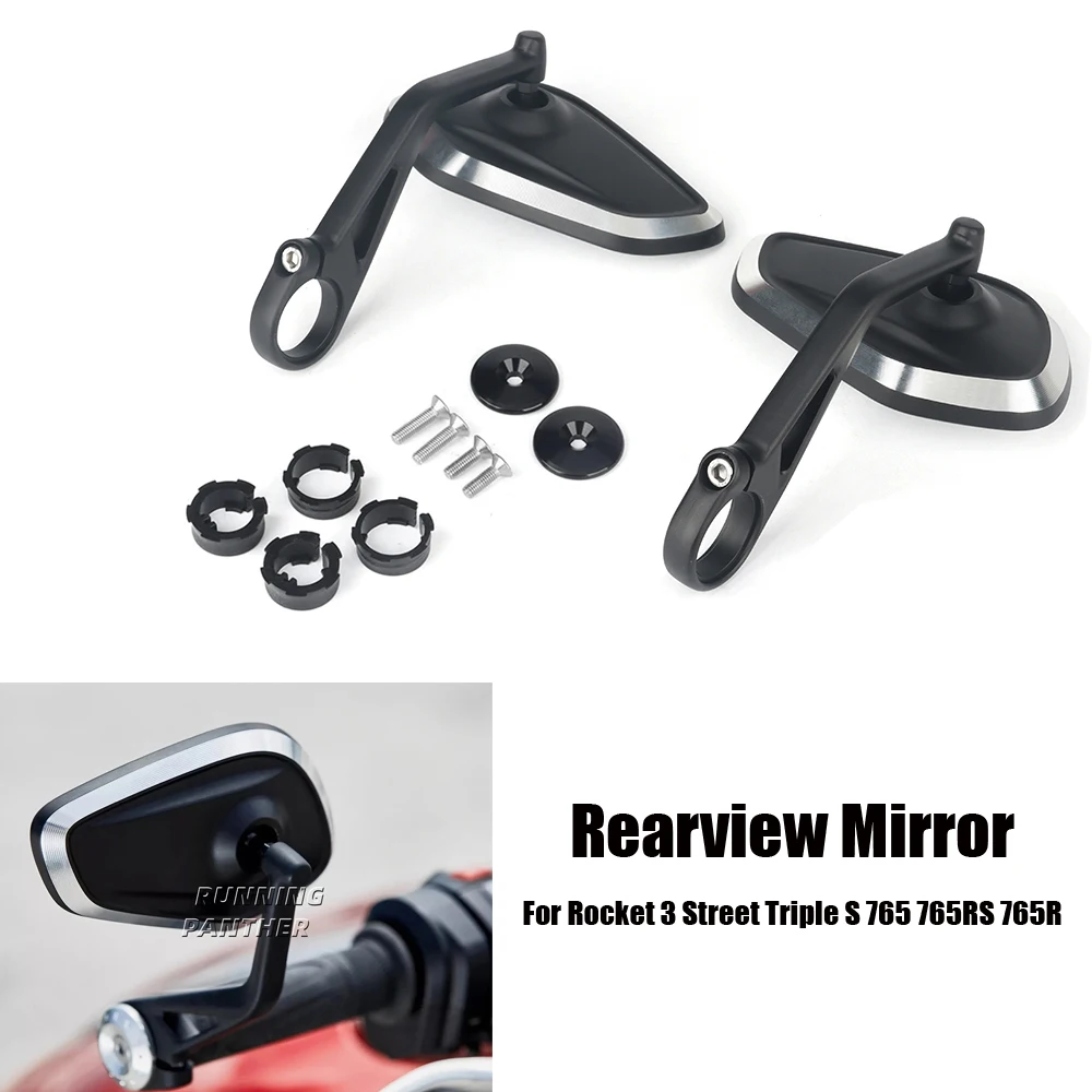 

New Motorcycle Handlebar Rearview Side Mirrors Bar End Mirror Kit For Street Triple S 765 765RS 765R Bobber T120 Daytona 660 675