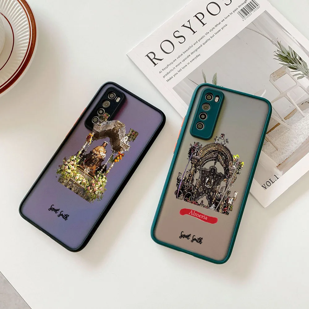 Phone Case For Samsung S24 S23 S22 S21 S20 S10 A54 A71 A72 A73 Note20 Virgin Mary Jesus Church Matte Frosted Translucent Cover